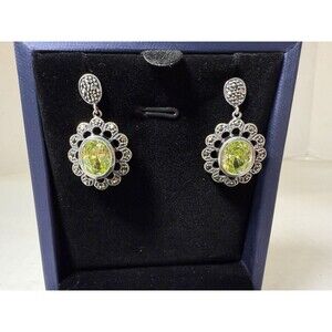 Dee Berkley Jewerly VINTAGE Earrings Sterling Silver Peridot Marcasite DBJ